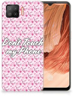 B2Ctelecom Back Cover Siliconen Hoesje OPPO A73 4G Hoesje met Tekst Flowers Pink Don't Touch My Phone