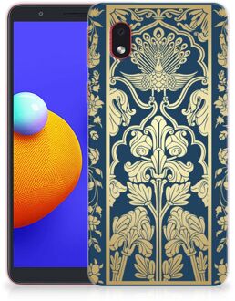 B2Ctelecom Back Cover Siliconen Hoesje Samsung Galaxy A01 Core Hoesje Customize Golden Flowers