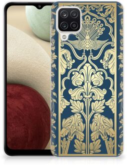 B2Ctelecom Back Cover Siliconen Hoesje Samsung Galaxy A12 Hoesje Customize Golden Flowers