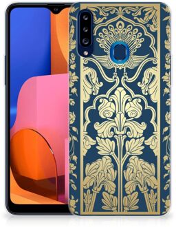 B2Ctelecom Back Cover Siliconen Hoesje Samsung Galaxy A20s Hoesje Customize Golden Flowers