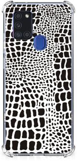 B2Ctelecom Back Cover Siliconen Hoesje Samsung Galaxy A21s GSM Hoesje met doorzichtige rand Slangenprint