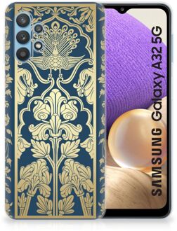 B2Ctelecom Back Cover Siliconen Hoesje Samsung Galaxy A32 5G Hoesje Customize Golden Flowers