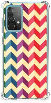 B2Ctelecom Back Cover Siliconen Hoesje Samsung Galaxy A52 4G/5G GSM Hoesje met doorzichtige rand Zigzag Color