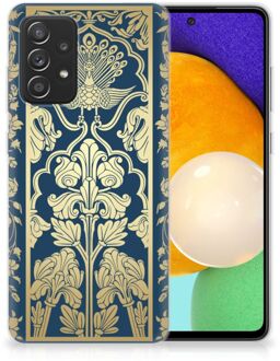 B2Ctelecom Back Cover Siliconen Hoesje Samsung Galaxy A52 (5G/4G) Hoesje Customize Golden Flowers