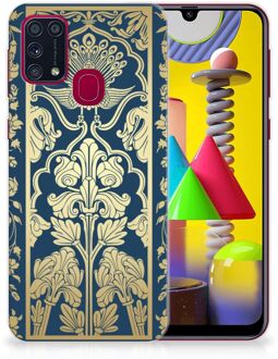 B2Ctelecom Back Cover Siliconen Hoesje Samsung Galaxy M31 Hoesje Customize Golden Flowers