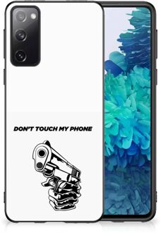 B2Ctelecom Back Cover Siliconen Hoesje Samsung Galaxy S20 Telefoonhoesje met Zwarte rand Gun Don't Touch My Phone