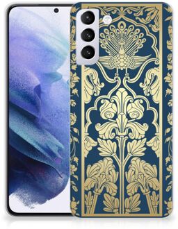 B2Ctelecom Back Cover Siliconen Hoesje Samsung Galaxy S21 Plus Hoesje Customize Golden Flowers