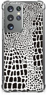 B2Ctelecom Back Cover Siliconen Hoesje Samsung Galaxy S21 Ultra GSM Hoesje met doorzichtige rand Slangenprint