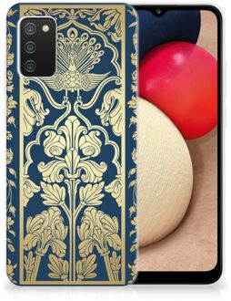 B2Ctelecom Back Cover Siliconen Hoesje Samsung M02s | Samsung Galaxy A02s Hoesje Customize Golden Flowers