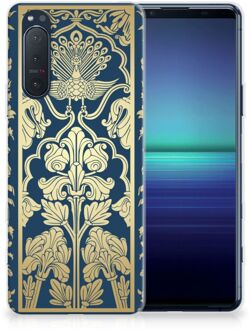 B2Ctelecom Back Cover Siliconen Hoesje Sony Xperia 5II Hoesje Customize Golden Flowers