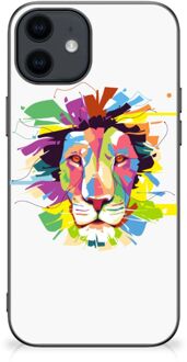 B2Ctelecom Back Cover Siliconen Hoesje Super als Cadeautjes voor Jongens iPhone 12 Pro | 12 (6.1") Telefoonhoesje met Zwarte rand Lion Color