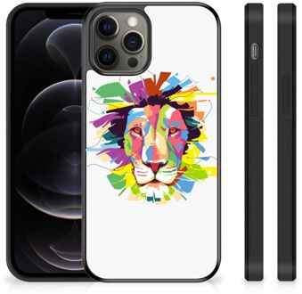 B2Ctelecom Back Cover Siliconen Hoesje Super als Cadeautjes voor Jongens iPhone 12 Pro Max Telefoonhoesje met Zwarte rand Lion Color