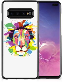 B2Ctelecom Back Cover Siliconen Hoesje Super als Cadeautjes voor Jongens Samsung Galaxy S10+ Telefoonhoesje met Zwarte rand Lion Color