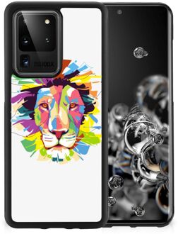 B2Ctelecom Back Cover Siliconen Hoesje Super als Cadeautjes voor Jongens Samsung Galaxy S20 Ultra Telefoonhoesje met Zwarte rand Lion Color