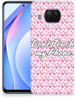 B2Ctelecom Back Cover Siliconen Hoesje Xiaomi Mi 10T Lite Hoesje met Tekst Flowers Pink Don't Touch My Phone