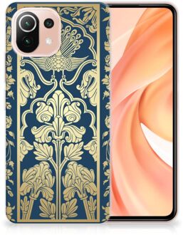 B2Ctelecom Back Cover Siliconen Hoesje Xiaomi Mi 11 Lite Hoesje Customize Golden Flowers