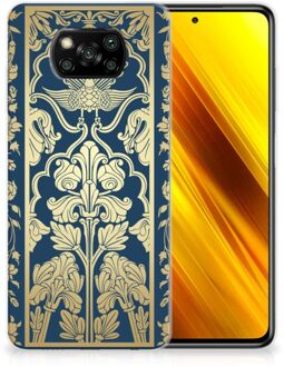 B2Ctelecom Back Cover Siliconen Hoesje Xiaomi Poco X3 Hoesje Customize Golden Flowers