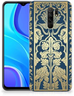 B2Ctelecom Back Cover Siliconen Hoesje Xiaomi Redmi 9 Hoesje Customize Golden Flowers