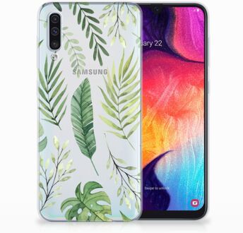 B2Ctelecom Backcase Samsung Galaxy A50 Hoesje TPU-siliconen Groen Leaves