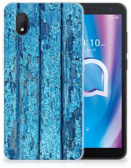 B2Ctelecom Backcase Siliconen Hoesje Alcatel 1B (2020) Telefoonhoesje Wood Blue