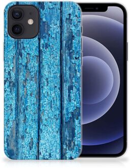 B2Ctelecom Backcase Siliconen Hoesje iPhone 12 | 12 Pro (6.1") Telefoonhoesje Wood Blue