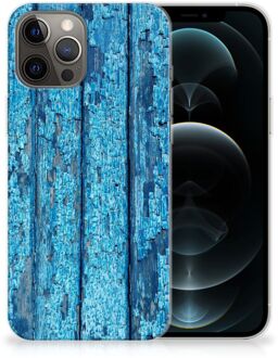 B2Ctelecom Backcase Siliconen Hoesje iPhone 12 Pro Max Telefoonhoesje Wood Blue