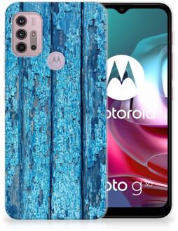 B2Ctelecom Backcase Siliconen Hoesje Motorola Moto G30 | G10 Telefoonhoesje Wood Blue