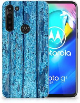 B2Ctelecom Backcase Siliconen Hoesje Motorola Moto G8 Power Telefoonhoesje Wood Blue