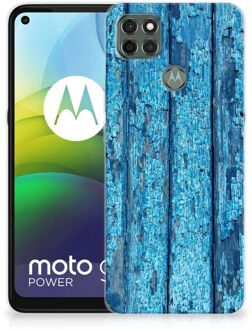 B2Ctelecom Backcase Siliconen Hoesje Motorola Moto G9 Power Telefoonhoesje Wood Blue