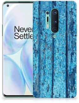 B2Ctelecom Backcase Siliconen Hoesje OnePlus 8 Pro Telefoonhoesje Wood Blue