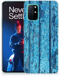 B2Ctelecom Backcase Siliconen Hoesje OnePlus 8T Telefoonhoesje Wood Blue