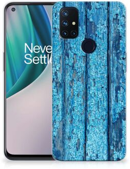 B2Ctelecom Backcase Siliconen Hoesje OnePlus Nord N10 5G Telefoonhoesje Wood Blue