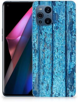 B2Ctelecom Backcase Siliconen Hoesje OPPO Find X3 | X3 Pro Telefoonhoesje Wood Blue