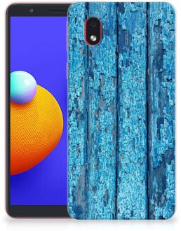 B2Ctelecom Backcase Siliconen Hoesje Samsung Galaxy A01 Core Telefoonhoesje Wood Blue