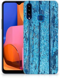 B2Ctelecom Backcase Siliconen Hoesje Samsung Galaxy A20s Telefoonhoesje Wood Blue