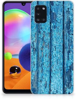 B2Ctelecom Backcase Siliconen Hoesje Samsung Galaxy A31 Telefoonhoesje Wood Blue