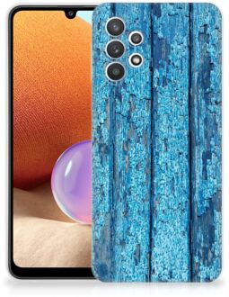 B2Ctelecom Backcase Siliconen Hoesje Samsung Galaxy A32 4G Telefoonhoesje Wood Blue