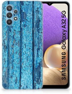 B2Ctelecom Backcase Siliconen Hoesje Samsung Galaxy A32 5G Telefoonhoesje Wood Blue