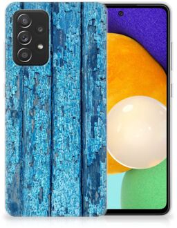 B2Ctelecom Backcase Siliconen Hoesje Samsung Galaxy A52 (5G/4G) Telefoonhoesje Wood Blue