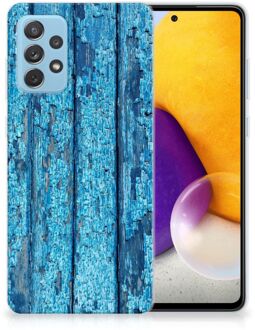 B2Ctelecom Backcase Siliconen Hoesje Samsung Galaxy A72 Telefoonhoesje Wood Blue