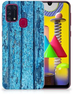 B2Ctelecom Backcase Siliconen Hoesje Samsung Galaxy M31 Telefoonhoesje Wood Blue