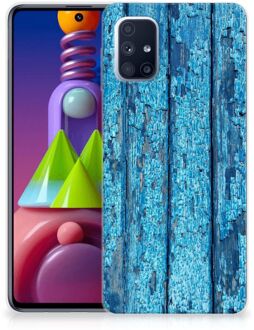 B2Ctelecom Backcase Siliconen Hoesje Samsung Galaxy M51 Telefoonhoesje Wood Blue