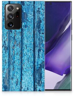 B2Ctelecom Backcase Siliconen Hoesje Samsung Galaxy Note20 Ultra Telefoonhoesje Wood Blue