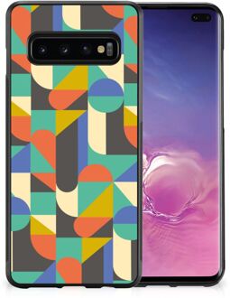 B2Ctelecom Backcase Siliconen Hoesje Samsung Galaxy S10+ Smartphone Hoesje met Zwarte rand Funky Retro