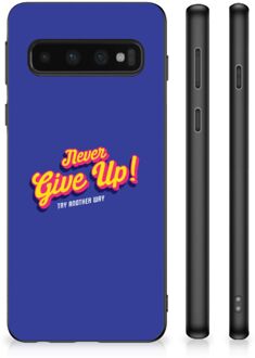 B2Ctelecom Backcase Siliconen Hoesje Samsung Galaxy S10 Smartphone Hoesje met Zwarte rand Never Give Up