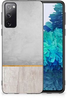 B2Ctelecom Backcase Siliconen Hoesje Samsung Galaxy S20 Smartphone Hoesje met Zwarte rand Wood Beton