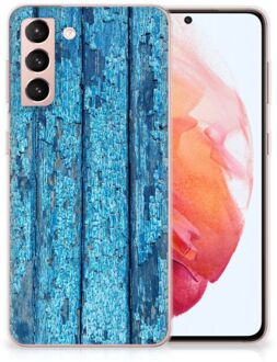 B2Ctelecom Backcase Siliconen Hoesje Samsung Galaxy S21 Telefoonhoesje Wood Blue