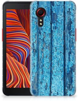 B2Ctelecom Backcase Siliconen Hoesje Samsung Galaxy Xcover 5 Telefoonhoesje Wood Blue