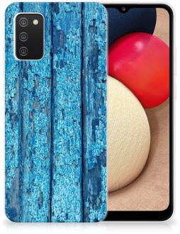 B2Ctelecom Backcase Siliconen Hoesje Samsung M02s | Samsung Galaxy A02s Telefoonhoesje Wood Blue