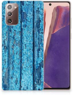 B2Ctelecom Backcase Siliconen Hoesje Samsung Note 20 Telefoonhoesje Wood Blue